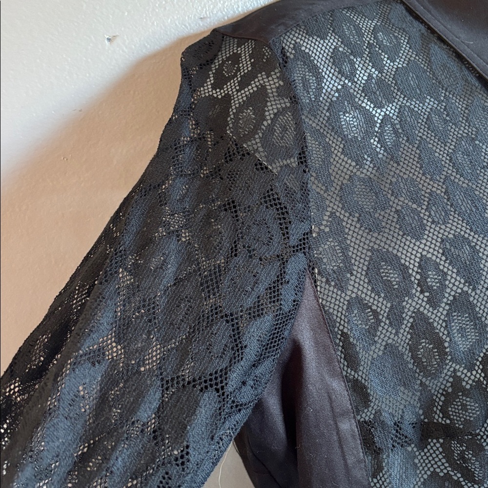 Etcetera sheer mesh black leopard patterned butto… - image 4